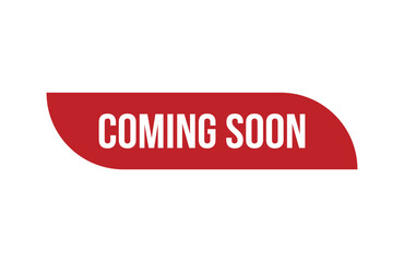 Red banner coming soon isolated on white background.