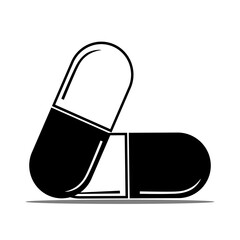 Pill capsule icon. Medicine pill icon. Flat vector illustration on white background.