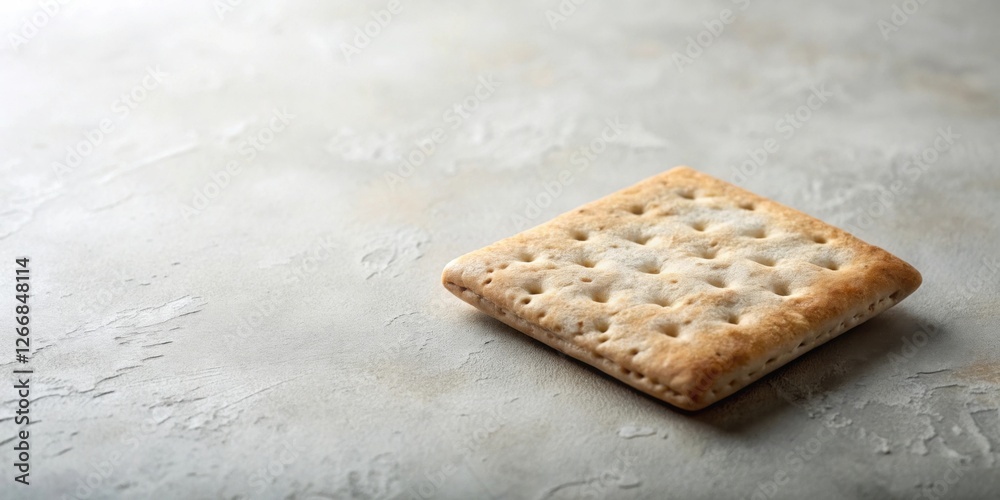 Poster A single square cracker rests on a textured surface; a simple baked good