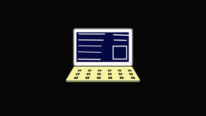 mobil Laptop icon isolated Computer network icon isolated on black background. Laptop network. Internet connection with 2D animation of a laptop displaying an email on the screen, with a notification