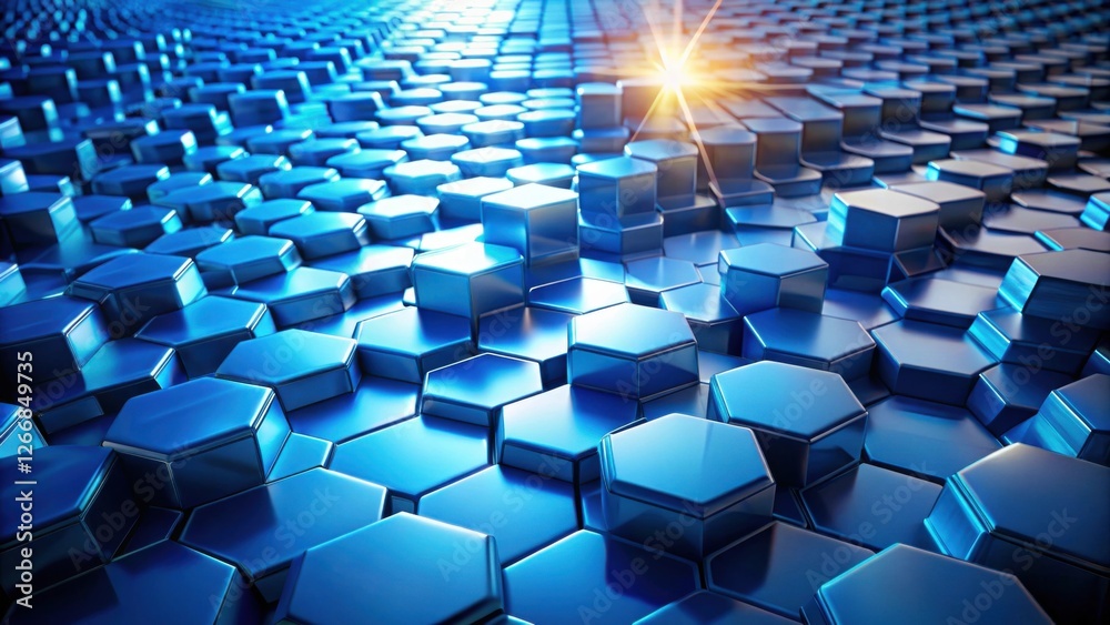Aufkleber abstract blue hexagonal structure illuminated by sunlight a digital rendering of interlocking geomet