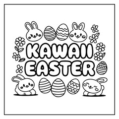 Kawaii Easter Bold and Easy Coloring Book for Kids and Adults