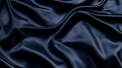 Obraz premium Dark blue silk fabric texture, draped, close-up. Background use website design