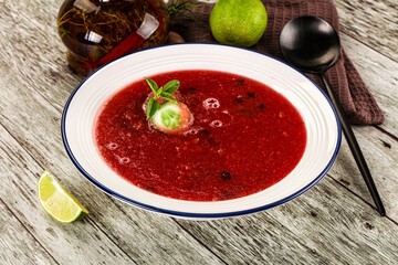 Sweet watermelon gazpacho with cucmber