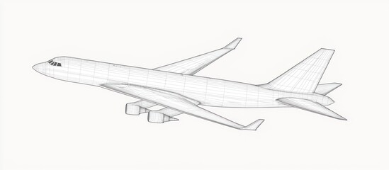 Wireframe Airplane Design: A 3D Model of a Jetliner