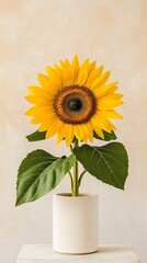 Obraz premium Elegant Abstract sunflower design with bold golden petals radiating against a bright turquoise sky vibrant summer warmth 