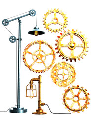 antique Victorian-style steampunk wall clock and gears