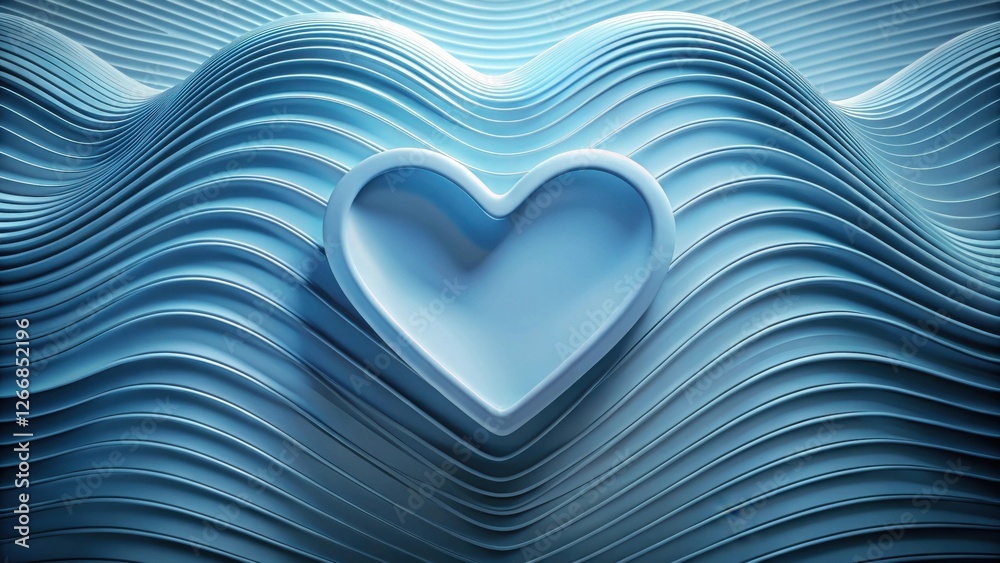 Aufkleber serene blue heart on a wave of abstract lines, representing calm and affection