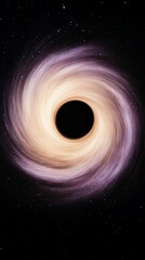 Elegant Distant black hole absorbing surrounding light and stars with swirling gravitational waves creating a powerful space phenomenon 