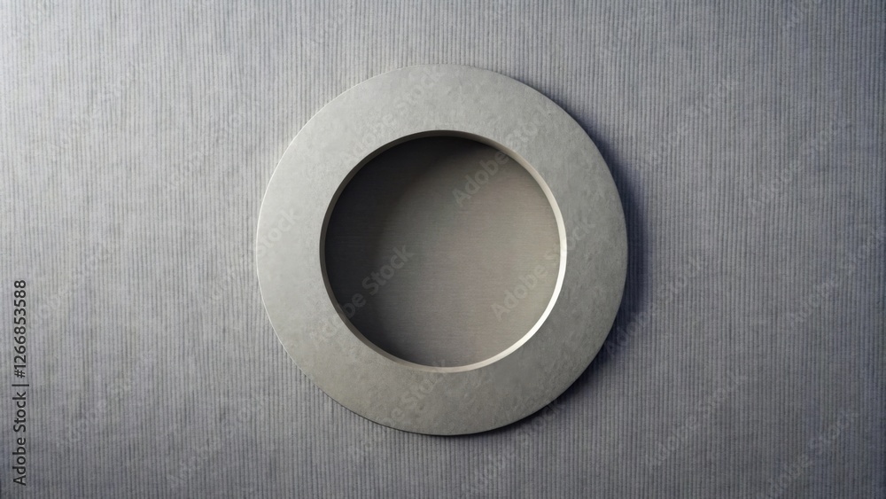 Leinwandbilder a circular recessed element, subtly textured, set against a vertically lined backdrop, offering a mi
