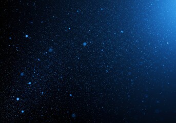 Obraz premium Photo of a dark blue gradient background with white and blue light particles trailing from left to right, creating a cosmic, ethereal effect with a dreamy atmosphere.