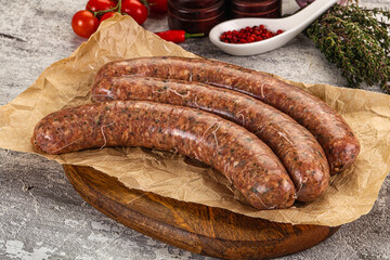 Raw beef and lamb sausages