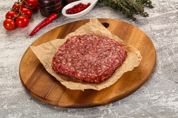 Raw beef burger cutlet for grill