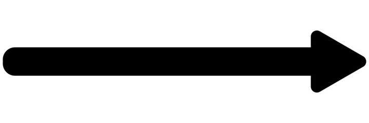 Long arrow. Black arrow icon. Black large arrow pointing right. Bold long arrow. Vector illustration.