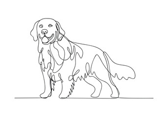 Continuous One Line Golden Retriever | Minimalist Dog Vector Illustration