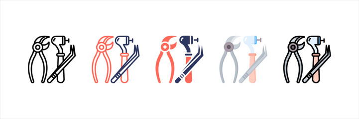 Dental Equipment Multistyle Icon Set