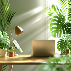 Fototapeta premium Tech meets Tranquility: Nature-infused digital wellness, serene balance.