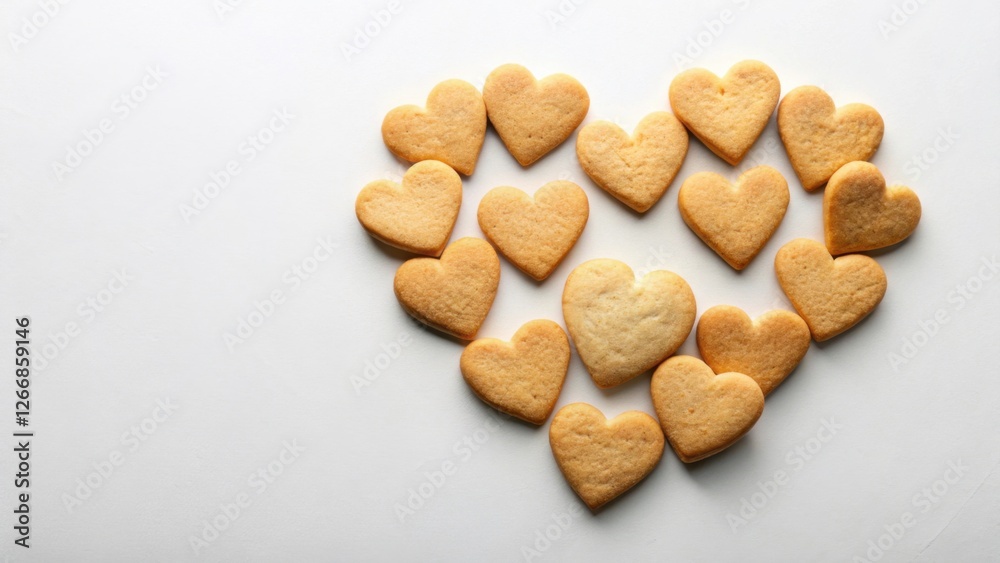 Poster heart-shaped cookies arranged in a loving heart form on a white background