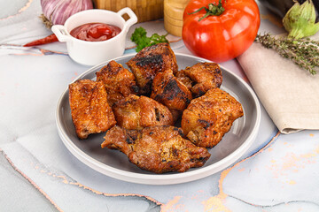 Grilled pork neck meat shashlik