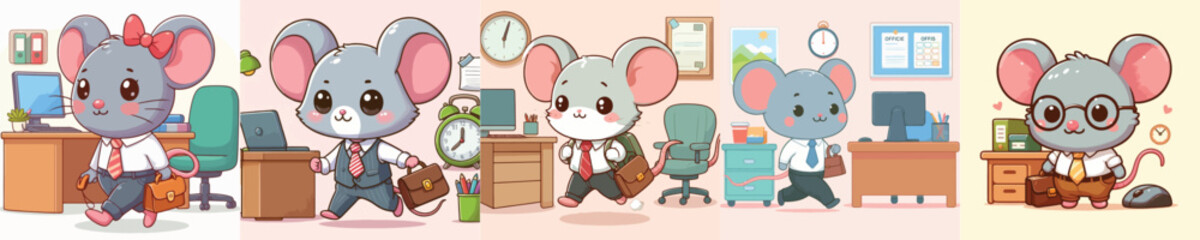 rat vector working in the office