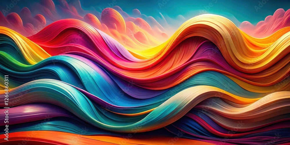 Leinwandbilder abstract colorful swirling waves, a vibrant and dynamic composition of intertwined hues and saturate