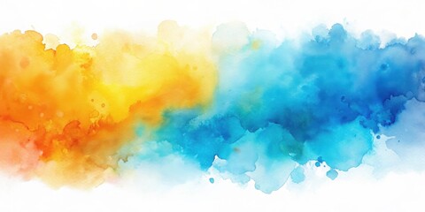 Abstract Watercolor Wash of Vibrant Yellow and Blue Hues, Ideal for Artistic Backgrounds and Creative Designs