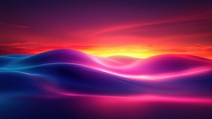 Obraz premium Vibrant sunset over surreal hills; digital art background
