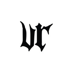 VR monogram logo design letter text name symbol monochrome logotype alphabet character simple logo