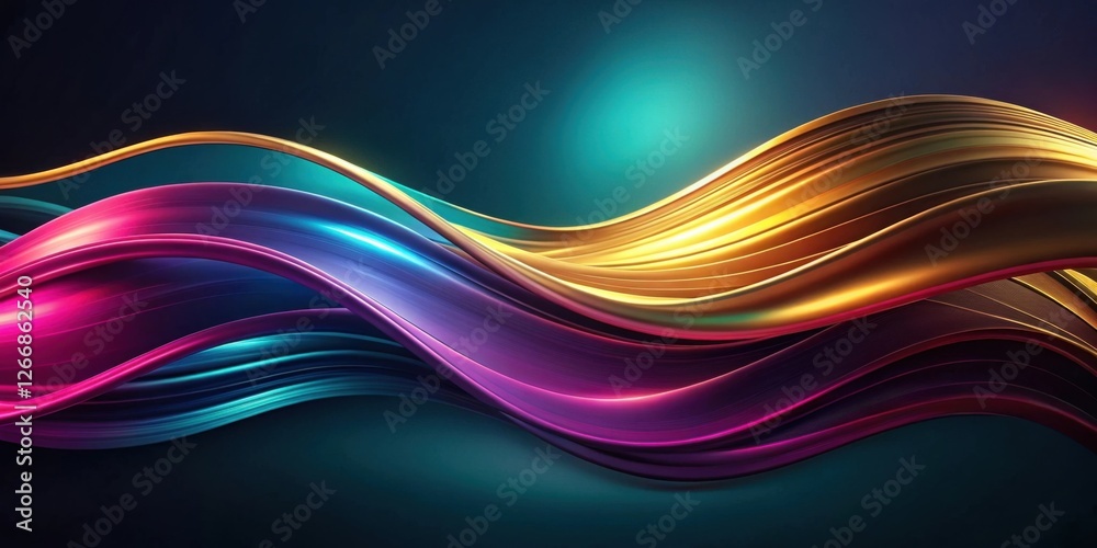 Poster abstract colorful swirling waves a dynamic and elegant design featuring intertwined hues of teal, pu