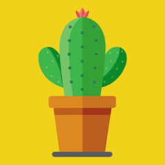 Cactus plant in pot vector illustration