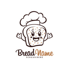 Character Bread with chef hat logo design concept vector. Creative Bread food Logo Design Template