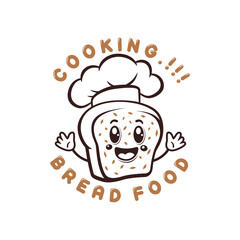 Character Bread with chef hat logo design concept vector. Creative Bread food Logo Design Template