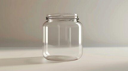 A classic clear glass jar on the beautifull empty background	