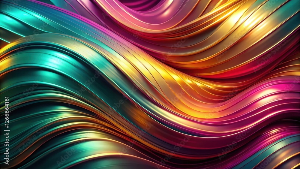 Poster abstract swirling metallic hues a symphony of vivid colors and dynamic curves