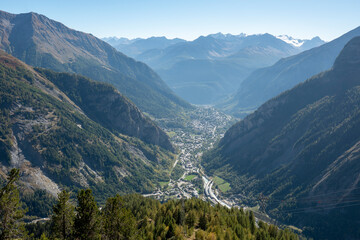 Obraz premium Courtmayeur Italy Tha Alps from the Skyway Monte Bianco is much more than a cableway to reach 3,466 meters. . Way to Punta Helbronner l in Aosta Valley region of Italy.