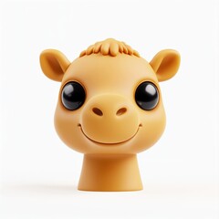 Naklejka premium Cute camel toy head with large eyes and smiling expression in simple studio setting