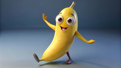 Whimsical animated banana character dancing joyfully studio 3d animation playful environment fun concept
