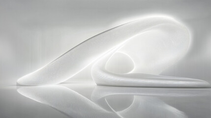 Technology background, conceptual digital landscape to use in banners and websites, showing white abstract data streams in a white room