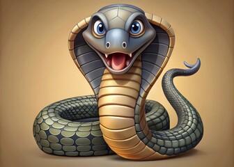 Fototapeta premium Vibrant cartoon cobra character animated world digital art whimsical style close-up fun concept