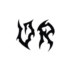 VR monogram logo design letter text name symbol monochrome logotype alphabet character simple logo