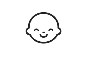 Baby icon solid black line on a white background. vector, illustration. 