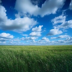 Obraz premium green field and blue sky