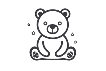 Fototapeta premium bear icon solid black line on white background.