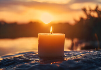 Soul spirituality mourning human spirit candle light sunset.