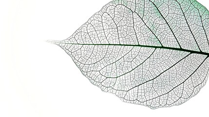Obraz premium A leaf is shown in a close up, with the veins and details of the leaf visible