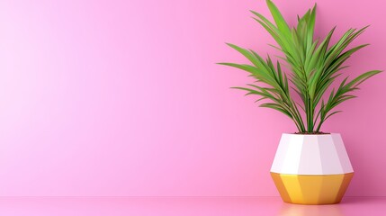 Geometric Potted Plant in Minimalist Setting