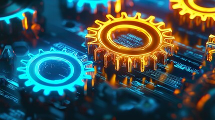 Neon Gears Matrix: Futuristic Tech Art
