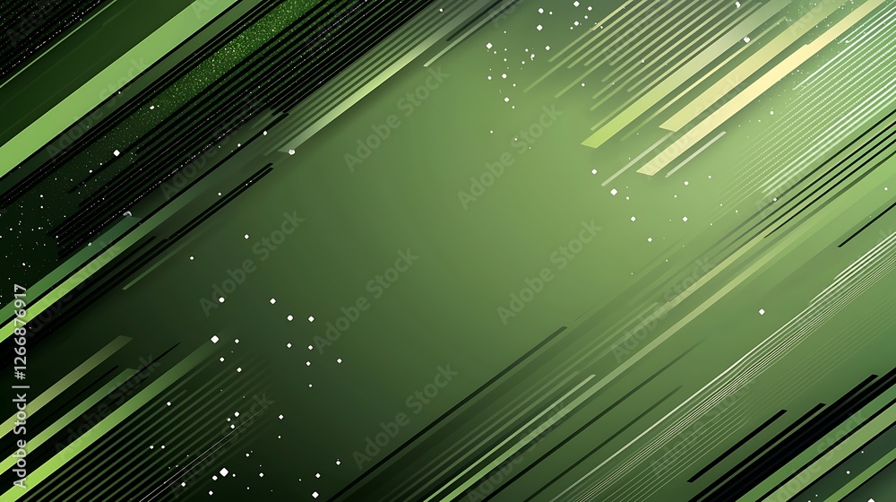 Poster abstract green diagonal lines background, motion blur, presentation template