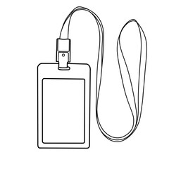 Modern minimalist ID card outline illustration featuring photo, name, title, barcode, and logo. Perfect for business and corporate themes