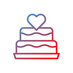 Gradient Wedding Cake with Heart Icon Design